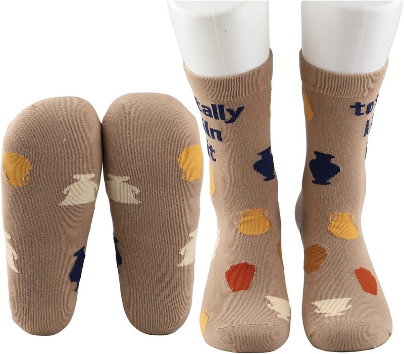 MBMSO Ceramic Artist Gifts 2 Pairs Totally Kiln It Pottery Socks for Pottery Lover and Ceramic Maker - Image 1